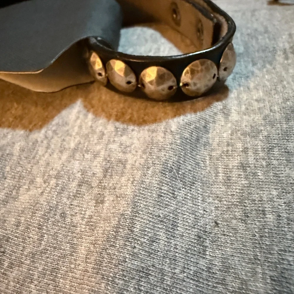 Gold Studded Leather Bracelet - Picture 2 of 3